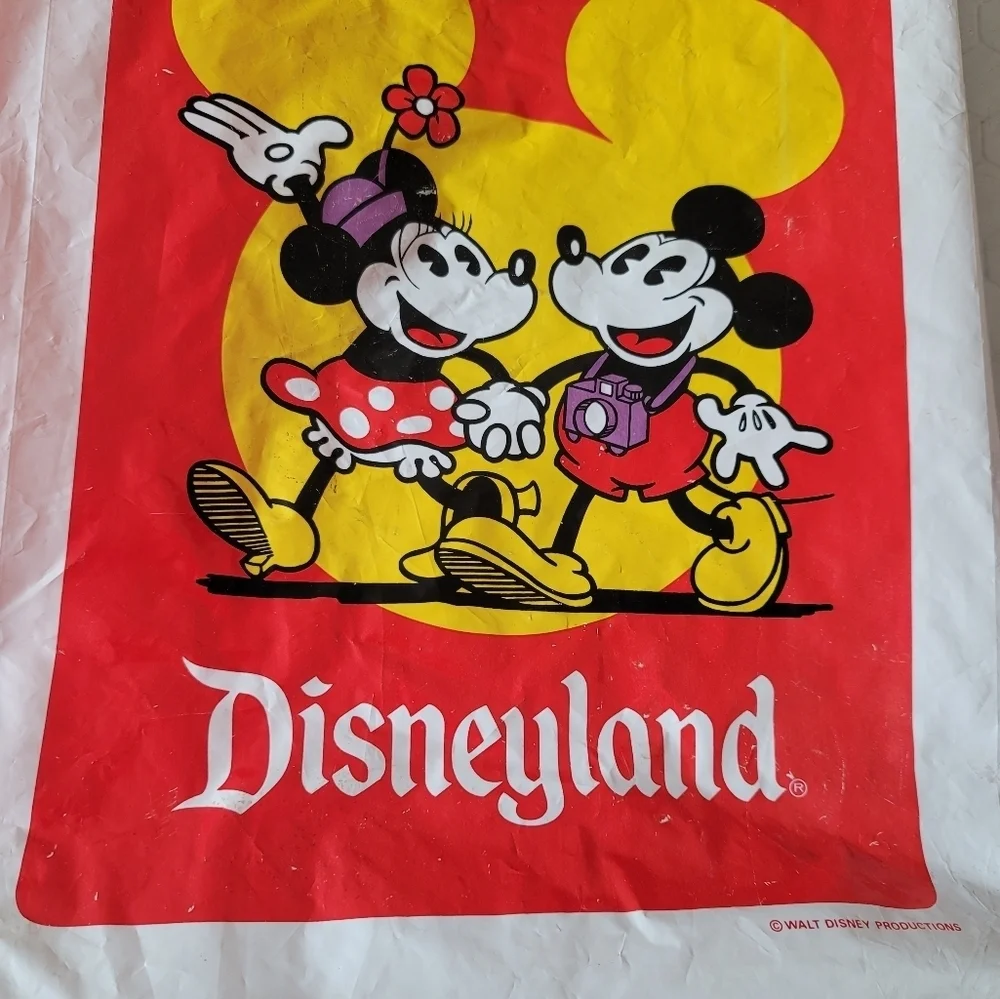 VTG Disneyland Walt Disney Hong‎ Kong Plastic Reusable Shopping Bag Tote